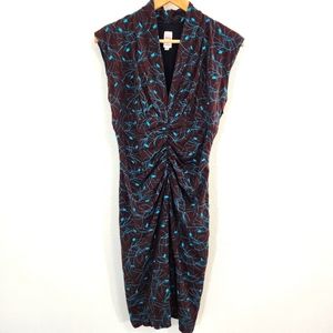 Molly New York Anthropologie Dress Womens Medium Brown Floral Bodycon Embroidery